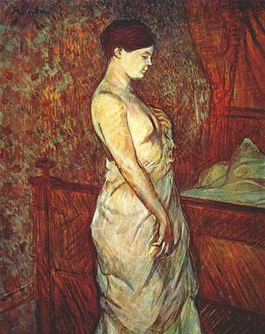 475px-Lautrec_le_coucher_(mme_poupoule_in_chemise_by_her_bed)_1899